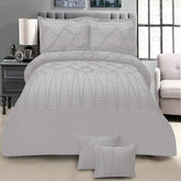 3 Pcs Pintuck & Cross Pleated Duvet Set - White